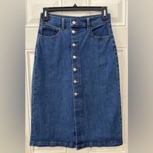 NWT Banana Republic Dark Blue Button-Front Pencil Skirt